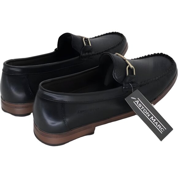 Aston Marc Perforated Bit Loafer Slip-On Black Dress Shoe Men's US 10.5M - Picture 3 of 6